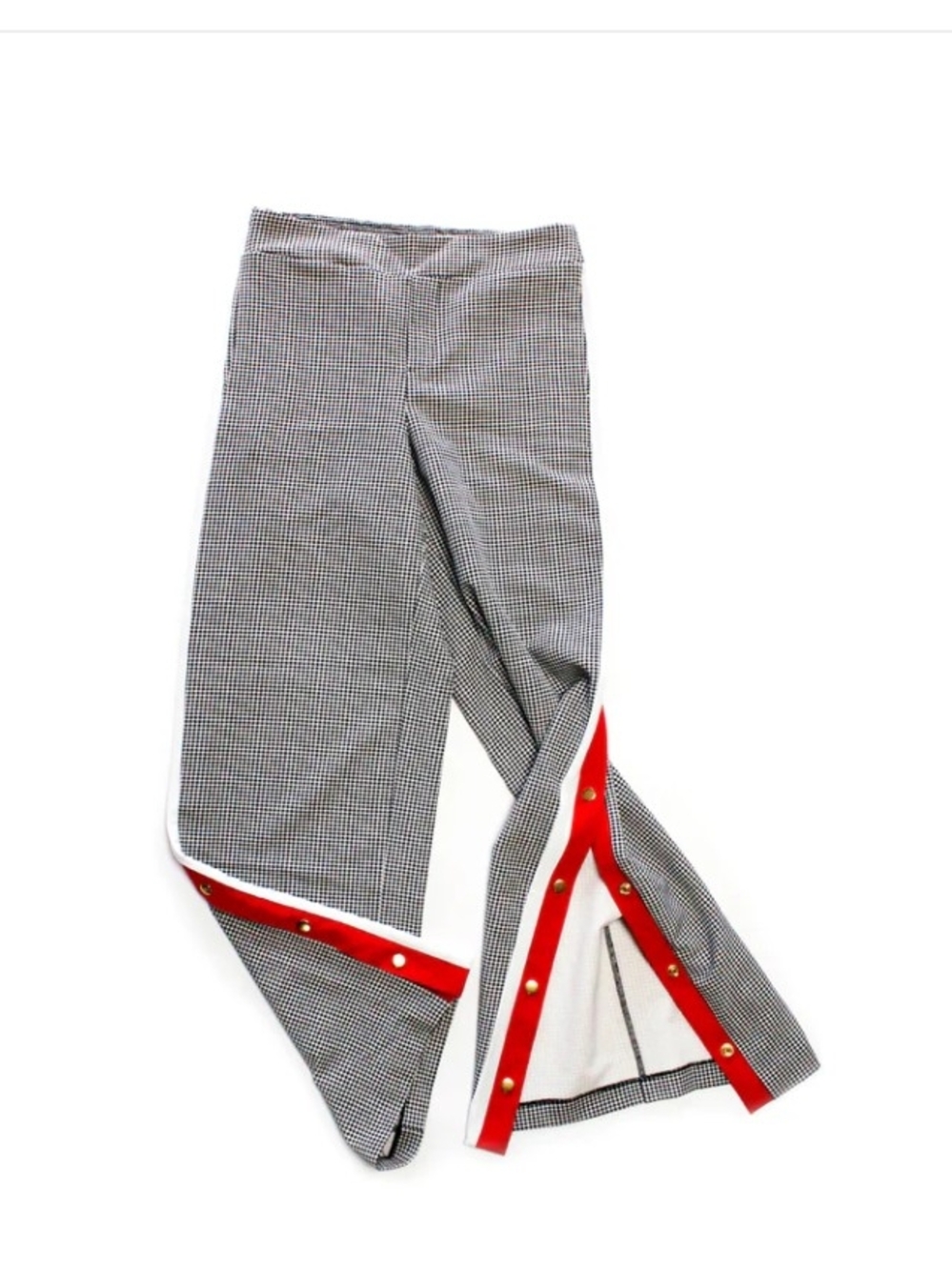 Iman Black & White Houndstooth Snap-Trim Joggers with Red Accents - Picture 4 of 10